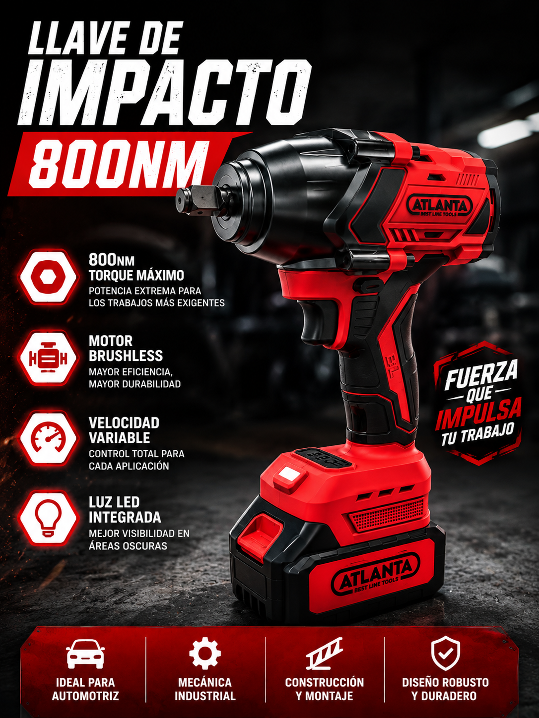 LLAVE DE IMPACTO PROFESIONAL 800NM