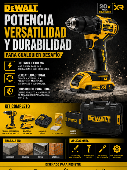 Taladro Profesional Dewalt Percutor-Atornillador  21v, 2 Baterías